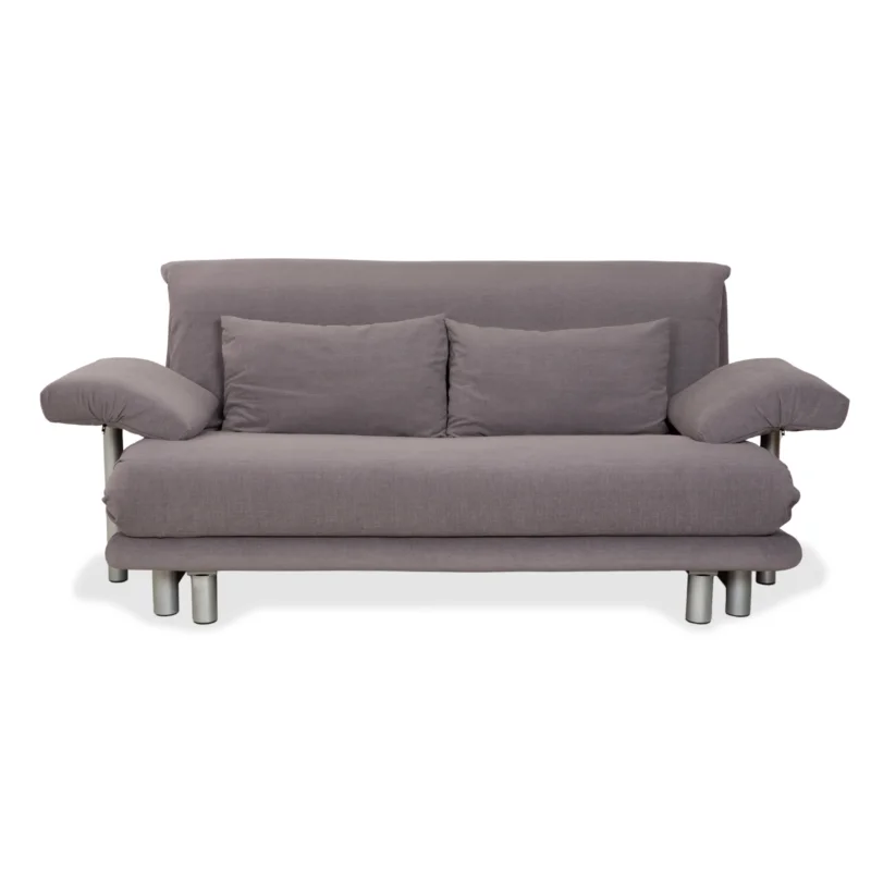 Ligne Roset Multy Dreisitzer Armlehnen Stoff Grau Beige Siber manuelle Schlaffunktion Schlafsofa Couch Neubezug