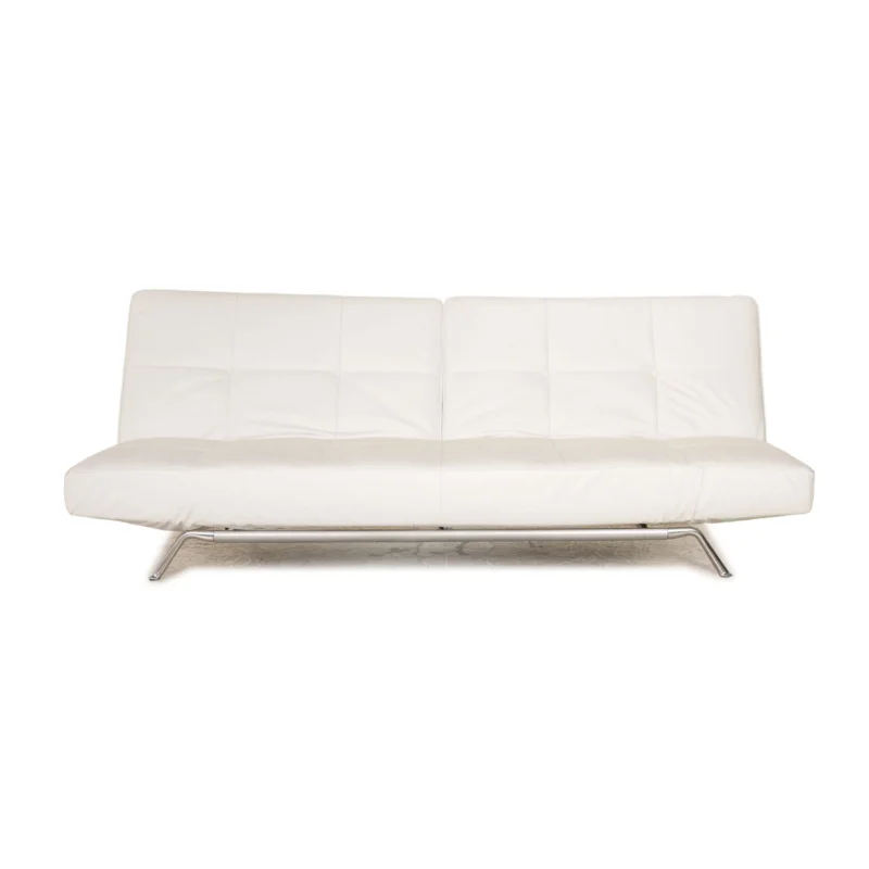 ligne roset Smala Leder Dreisitzer Weiß Sofa Couch Schlafsofa Schlaffunktion Funktion