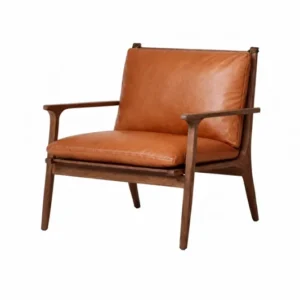 Rén Lounge-Sessel, large, Walnuss, Kissen m. Cognac-Leder
