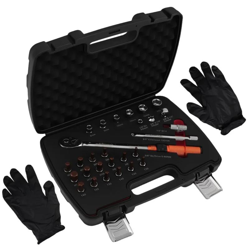 Neu 31-tlg Drehmomentschlüssel for Motorrad Reparatur 5-60Nm Werkzeug Set