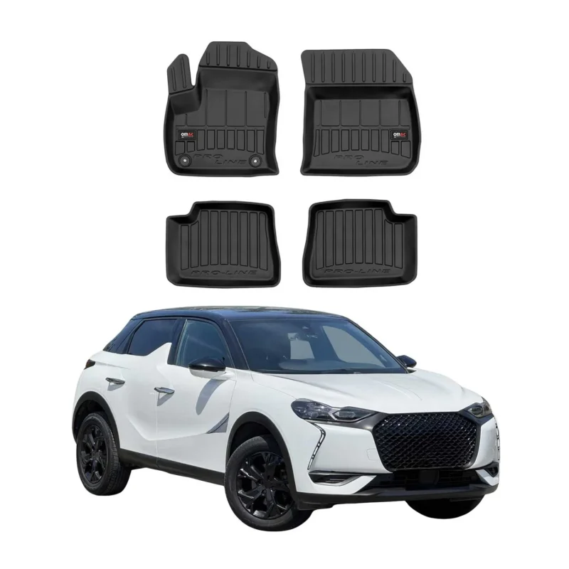 OMAC Gummi Fußmatten für DS 3 Crossback E-Tense 2018-2022 Premium TPE Schwarz 4x
