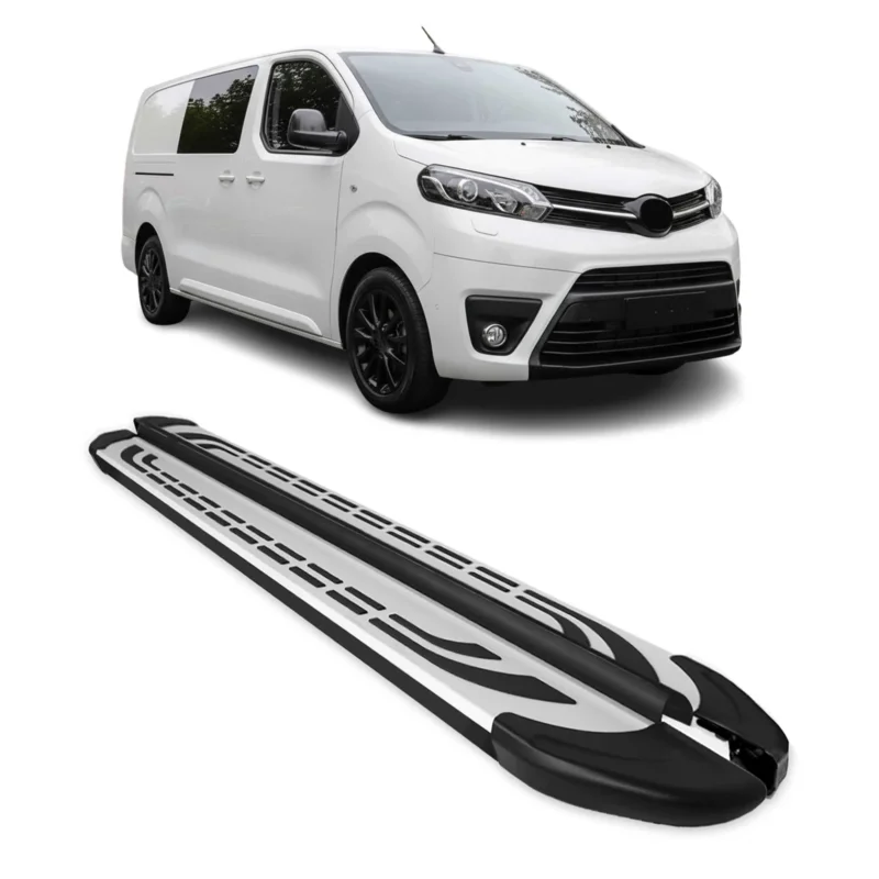 Trittbretter Seitenschweller für Toyota Proace 2016-2026 L2 L3 Alu Schwarz