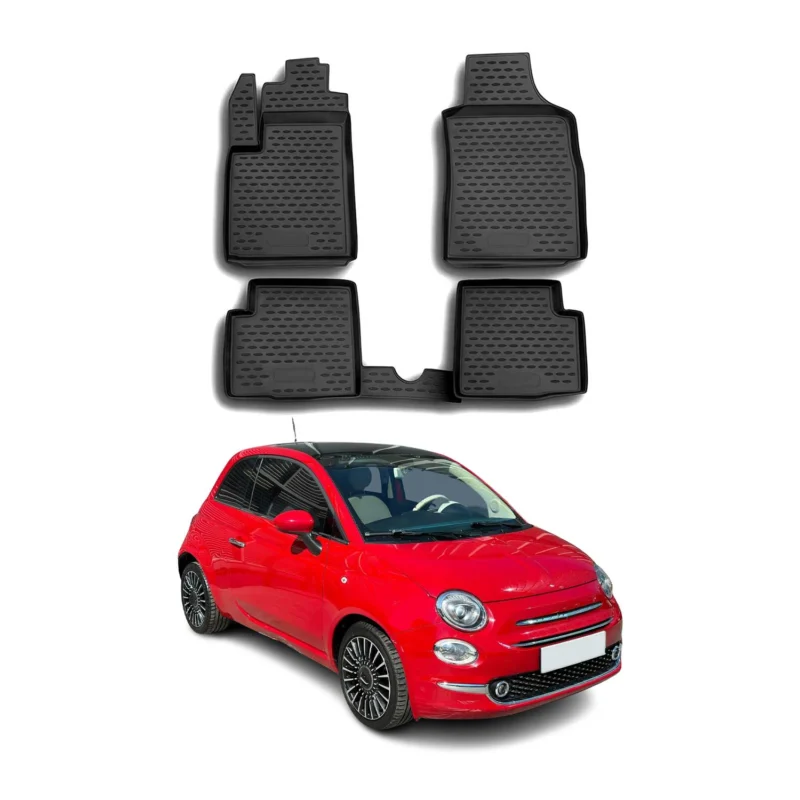 OMAC Gummimatten Fußmatten für Fiat 500 500C 2007-2015 Pre-FL TPE Automatten 4x