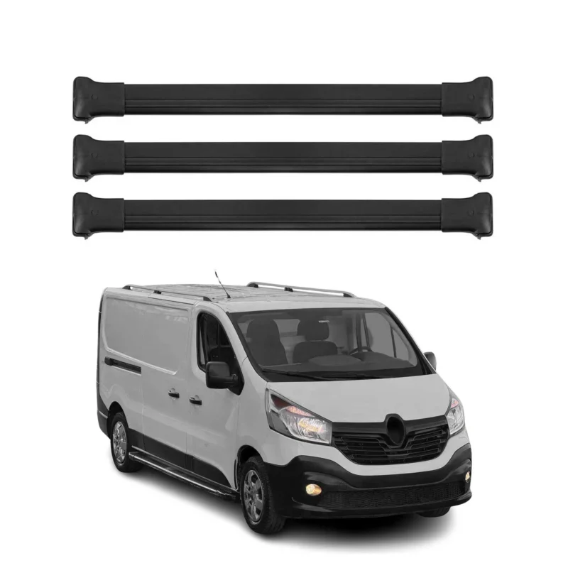 Dachträger Grundtäger für Renault Trafic 2014-2026 75kg Aluminium Schwarz 3 tlg