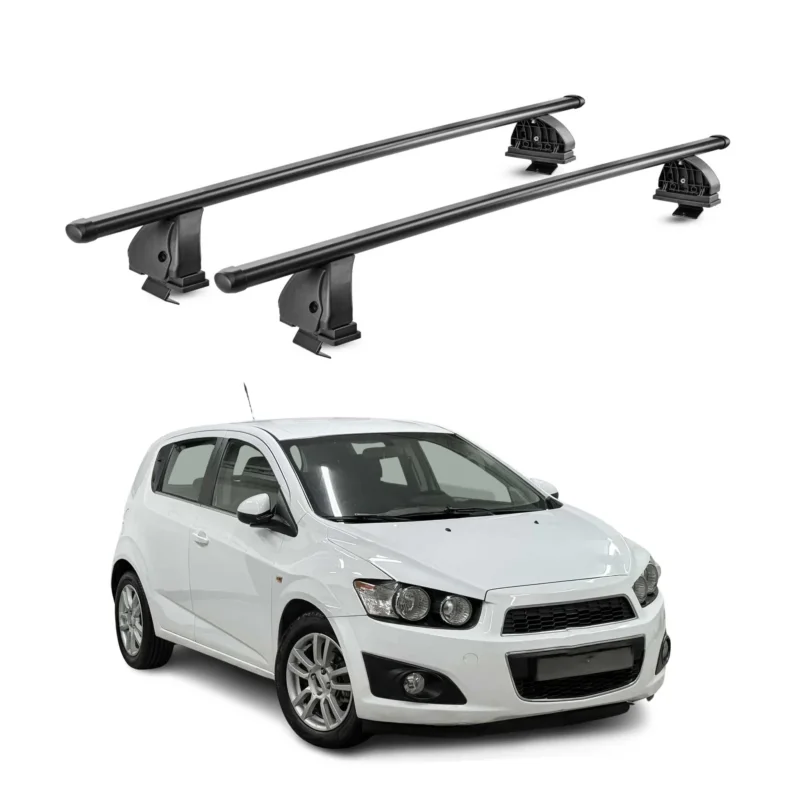 Stahl Dachträger für Chevrolet Aveo II Schrägheck 2012-2016 Pre-FL 2tlg Schwarz