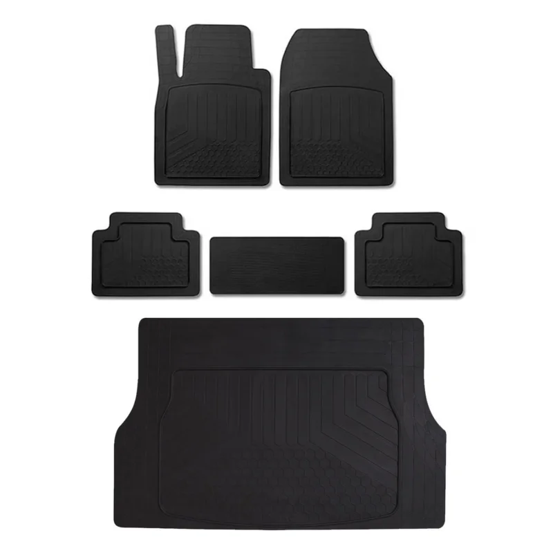 Gummimatten & Kofferraumwanne Set für VW Touareg Antirutsch Universal Schwarz