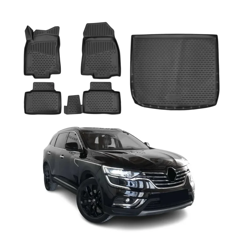 Fußmatten & Kofferraumwanne Set für Renault Koleos 2016-2024 TPE Schwarz