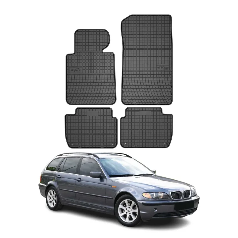 OMAC Gummi Fußmatten für BMW 3er Limo Touring E46 1998-2005 Automatte Schwarz 4x