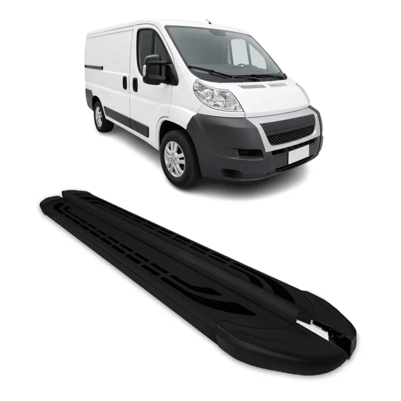 Trittbretter Seitenschweller Seitenbretter für Peugeot Boxer 2006-26 L1 Schwarz