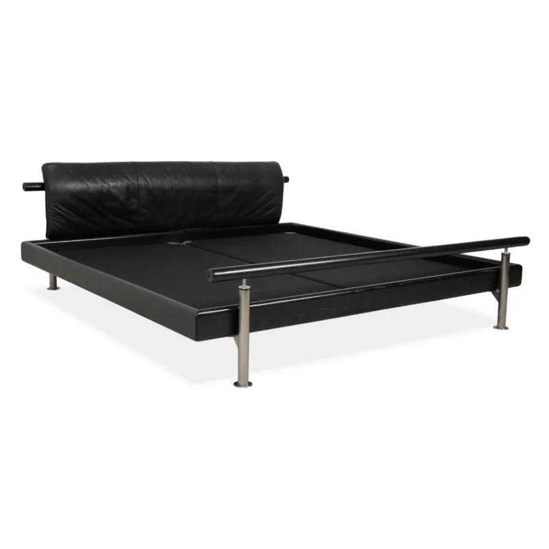Möller Design Leder Holz Bett Schwarz Silber 200x200
