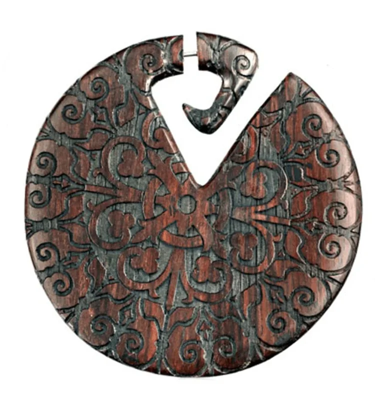 Moroccan Flower Design Fake Piercing Hanger aus Narra Holz - chic - net.de