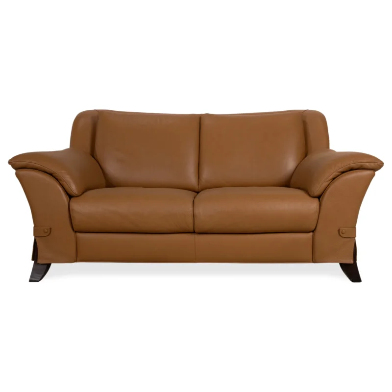 Natuzzi Leder Zweisitzer Braun Cognac Sofa Couch