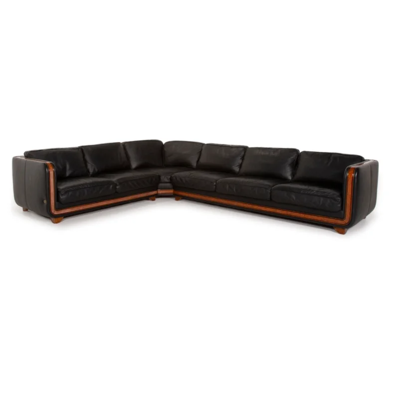 Nieri Leder Sofa Schwarz Ecksofa #14881