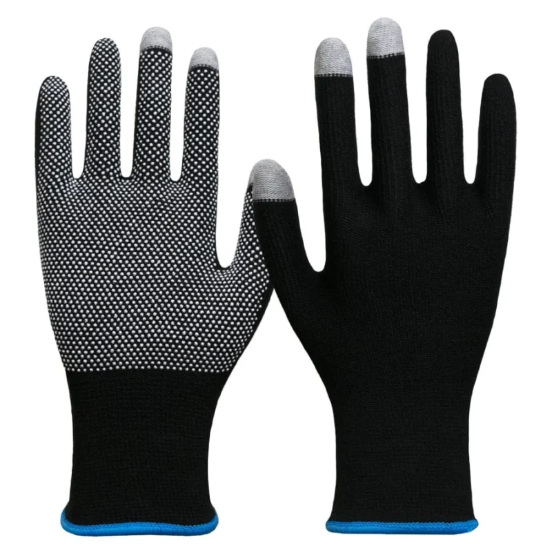 NITRAS SMART SWIPE Strickhandschuhe, PVC Noppen, schwarz Größe 8 – 1 Paar