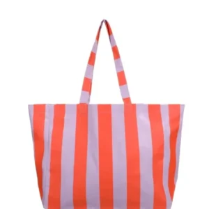 Große Strandtasche von Kado Design mit Streifen in Orange und Lila