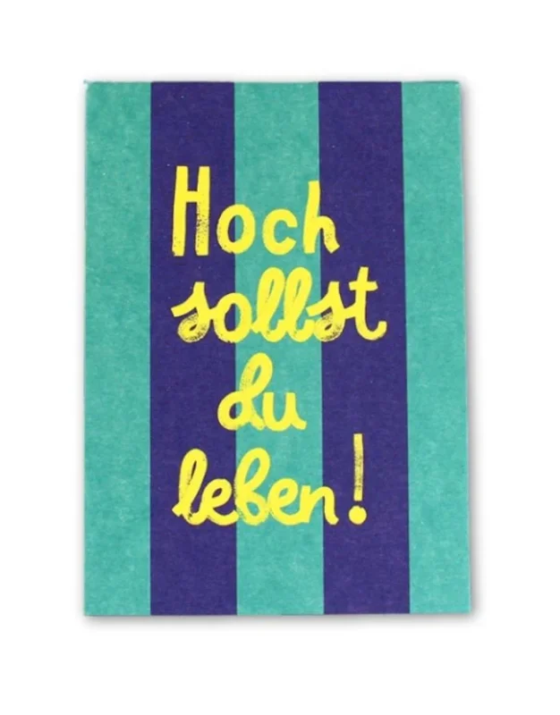 Postkarte I Hoch sollst du Leben Blau/Mint/Neon
