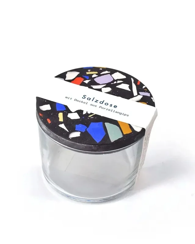 objet vague - BOLD Terrazzo Salzdose (220 ml) • Schwarz - ROSA ECK