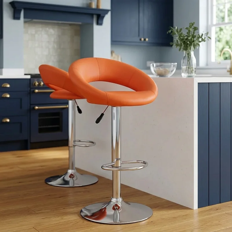 Kunstleder Barhocker Chrom - Crescent Orange