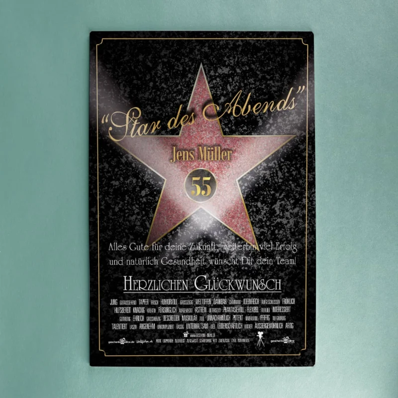 Blechschild mit Aufdruck Star des Abends Walk of Fame