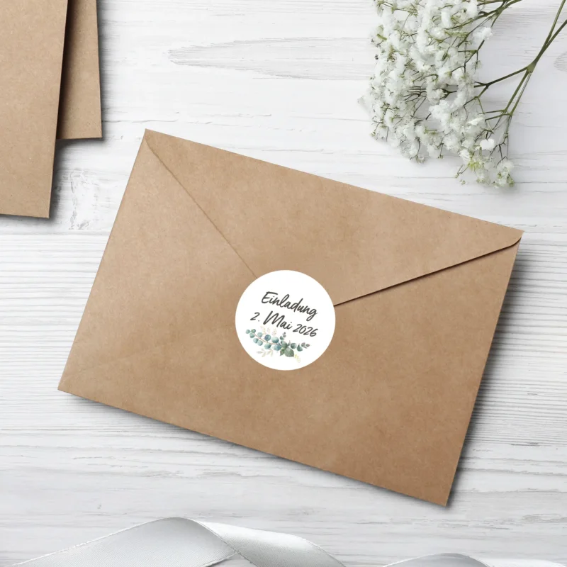 Aufkleber als Siegel auf einem braunen Briefumschlag