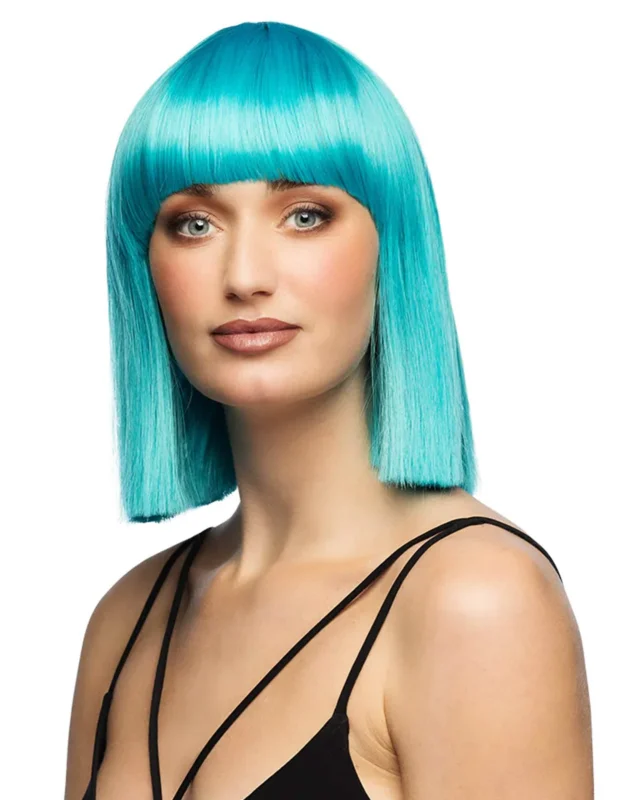 Frisierbare Bob-Perücke in Türkisblau Luxus-Qualität