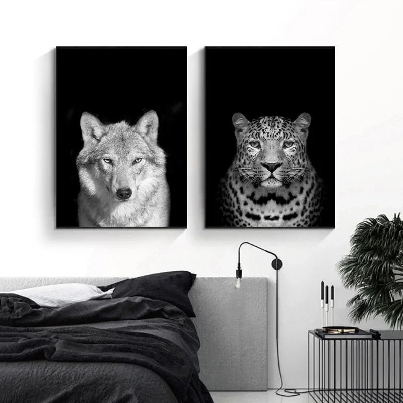 Natur, Tierwelt Afrikas, Wildtiere, Schwarz-Weiß - Leinwandbild