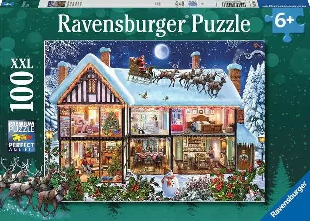 Ravensburger - Puzzle Weihnachten zu Hause 100 Teile XXL