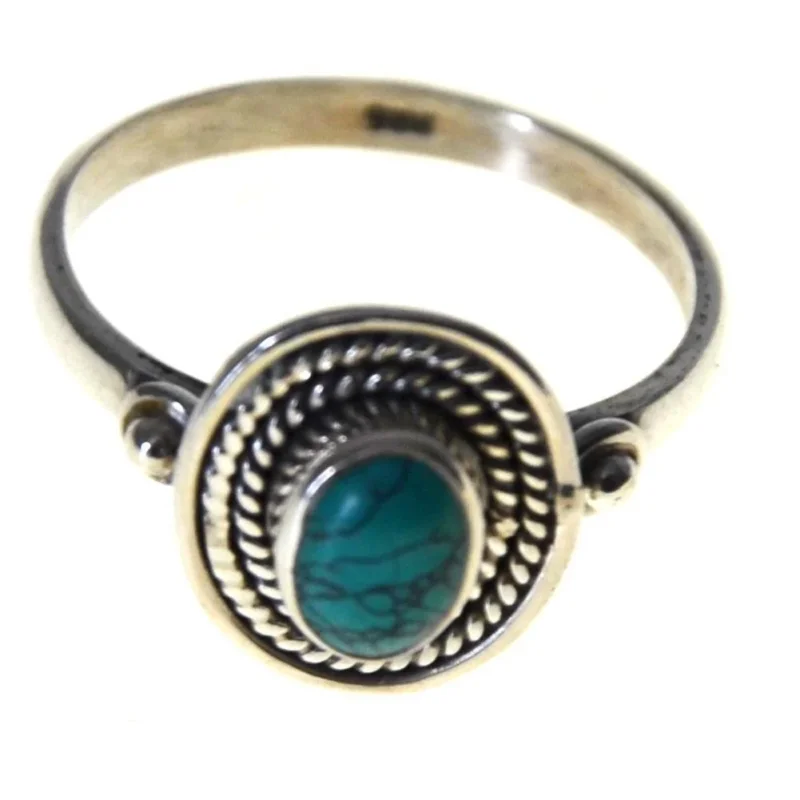 Ring Türkis Zopf Muster oval 925 Sterling Silber - chic - net.de