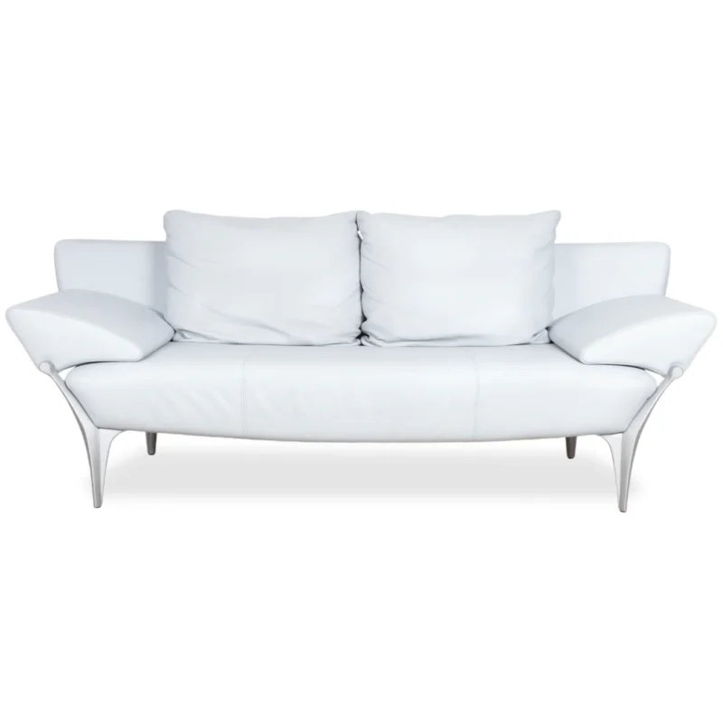 Rolf Benz 1600 Leder Zweisitzer Eisblau Blau Grau manuelle Funktion Sofa Couch