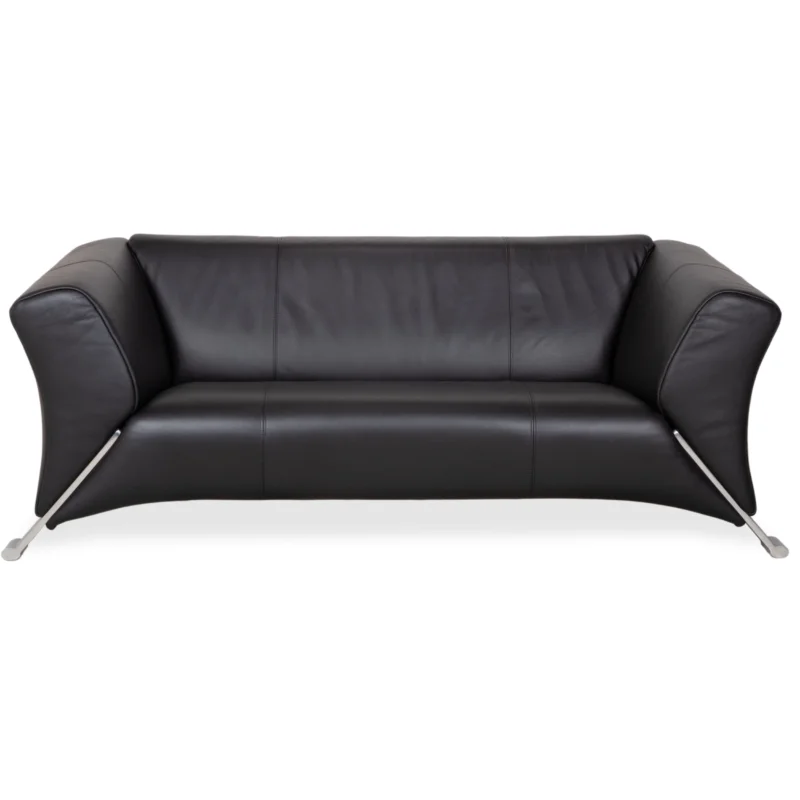 Rolf Benz 322 Leder Metall Zweisitzer Schwarz Sofa Couch