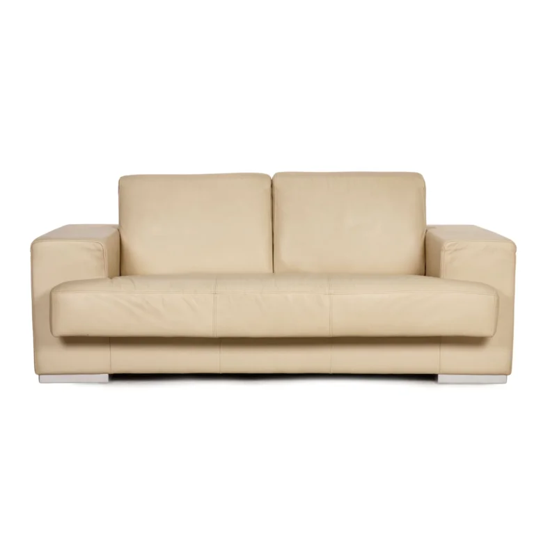 Rolf Benz 3400 Leder Zweisitzer Creme Sofa Couch