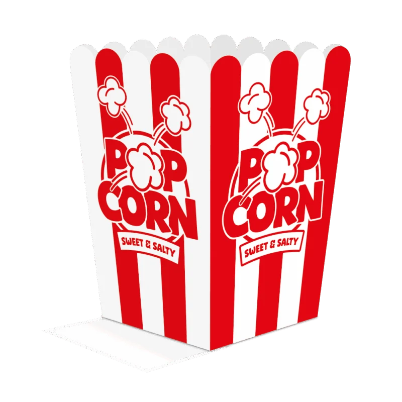 Rood Witte Popcorn Bakjes 18cm 8st van WeFiesta koop je bij Partywinkel