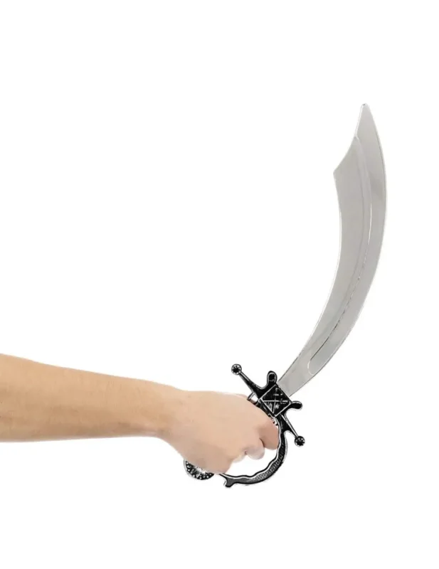 Sabre pirate pour adulte gris et noir en plastique