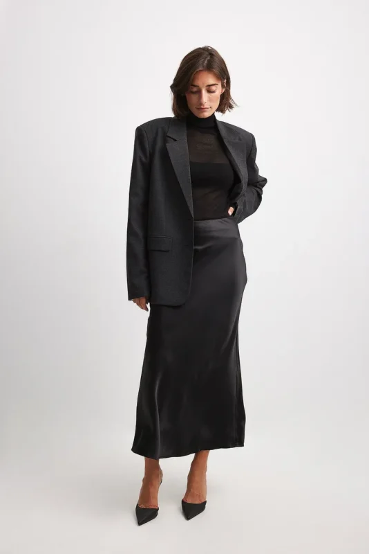 Satinierten Damenrock mit Hoher Taille – Elena Herbstzauber Edition