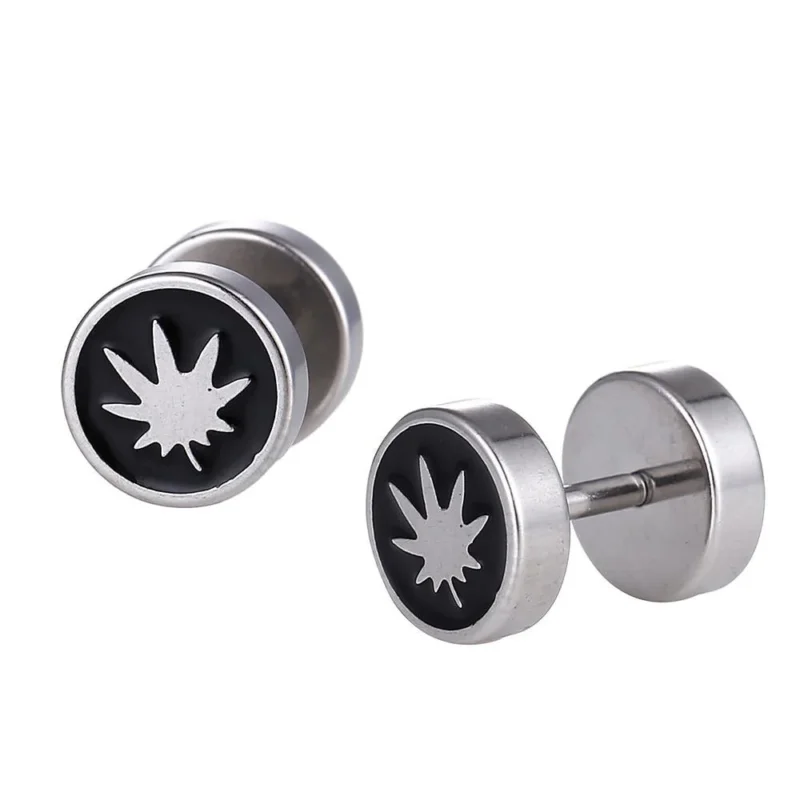 Schraubverschluss Fake Piercing Expander Blatt silberfarben Edelstahl - chic - net.de