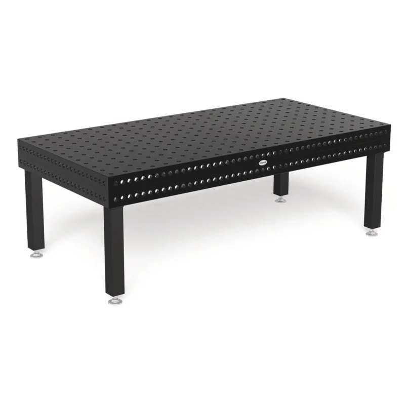 Produktansicht von Siegmund Schweißtisch 2400 x 1200 x 200 mm Professional 750 System 28 Plasmanitriert Höhe 650 mm mit Lenkrolle und Feststellbremse