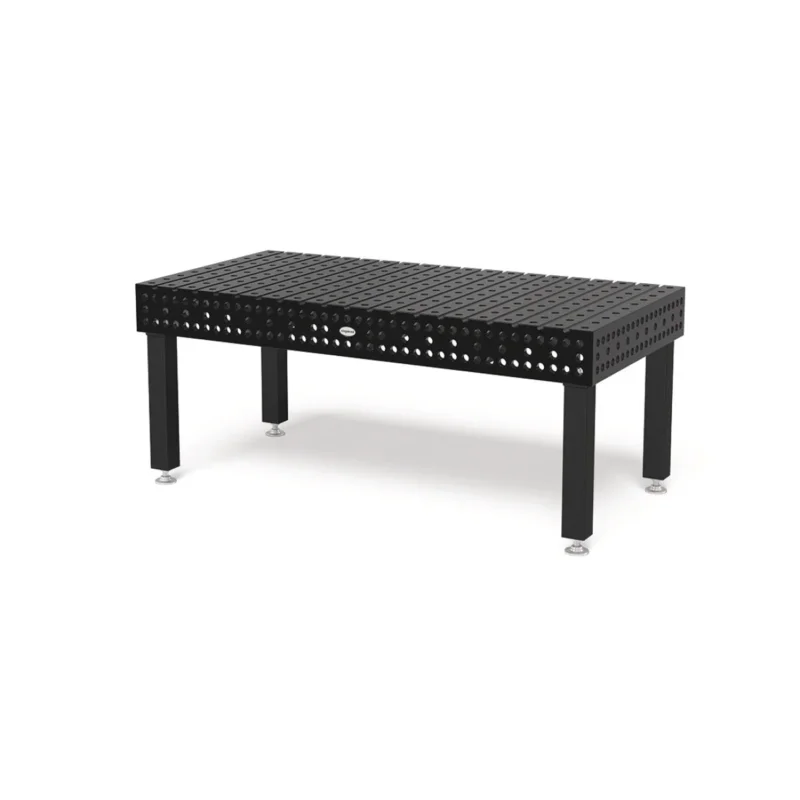 Produktansicht von Siegmund Nutentisch 1500 x 1500 x 200 mm Hexagon 8.7 System 28 Plasmanitriert, Quernuten Höhe 650 mm mit Lenkrolle und Feststellbremse