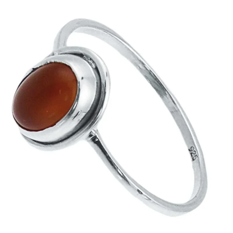 Silberring Karneol rot 7 mm oval Stein Rand 925er Sterling Silber Ringe Schmuck - chic - net.de