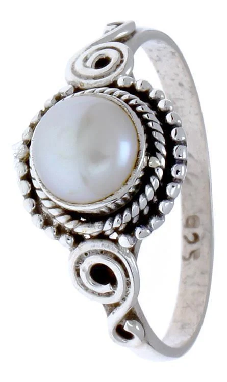 Silberringe weiße Perle Seile Spiralbögen Kreise rund schmal 925er Sterling Silber Ringe Schmuck - chic - net.de