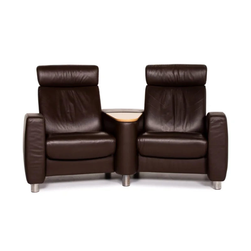 Stressless Arion Leder Sofa Dunkelbraun Braun Zweisitzer Funktion Heimkino Couch #14291