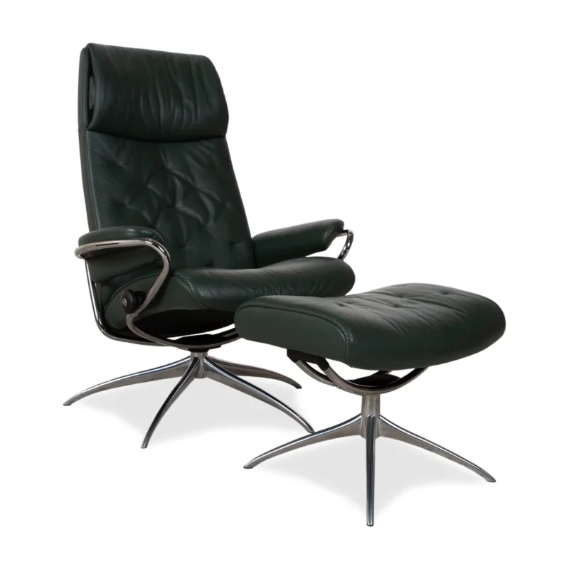 Stressless Metro High Back Leder Sessel Schwarz Grün