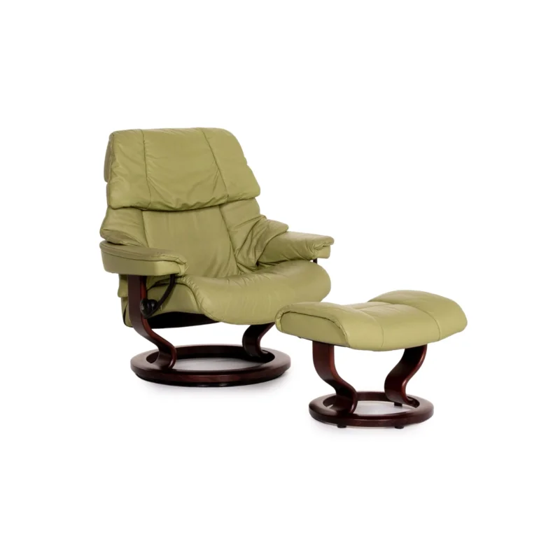 Stressless Reno Leder Sessel Grün Pistaziengrün Relaxfunktion Relaxsessel Funktion #14148