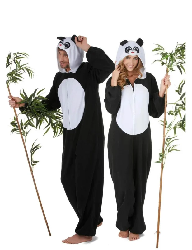 Panda Paarkostüm für Erwachsene schwarz-weiss