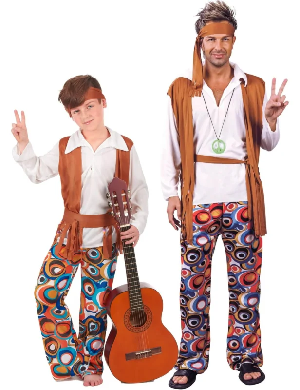 Hippie-Paarkostüm für Vater und Sohn