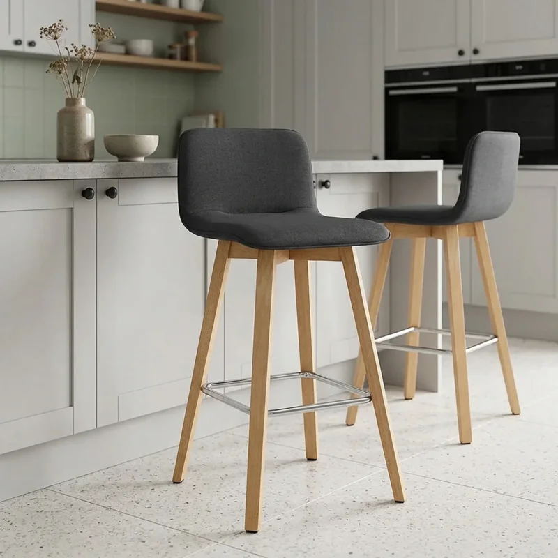 Stoff Holzbarhocker - Tide Schwarz