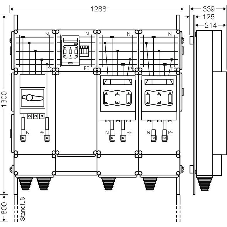 Hensel - Verteilerschrank für Energieversorgung Ladeverteiler Mi EV 200kW 2001 b. z. 2 Ladepunkte