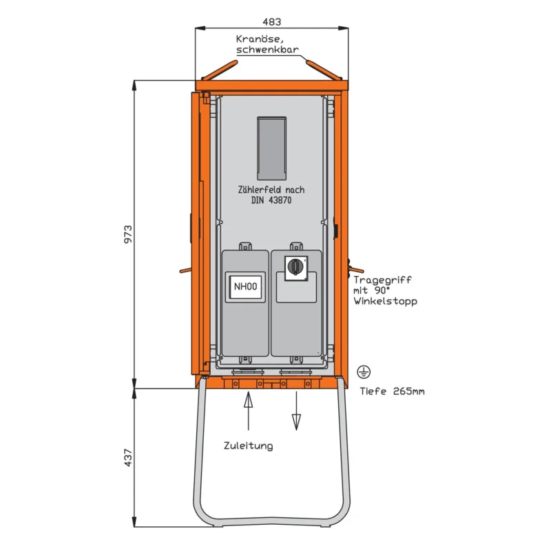 Walther Werke - Baustromverteiler Anschlussschrank WA0011B 55kVA/1Abg/1Z/Direkt