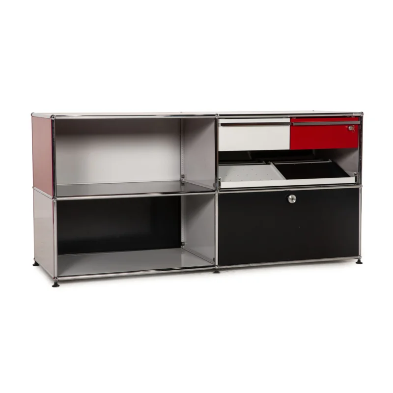 USM Haller Sideboard Grau Rot Schwarz Schublade