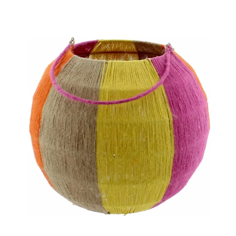 Van der Leeden Laterne BUNT Kugel Jute Natur/Gelb/Orange/Fuchsia | Ø 20cm H50cm - Sir Henrys