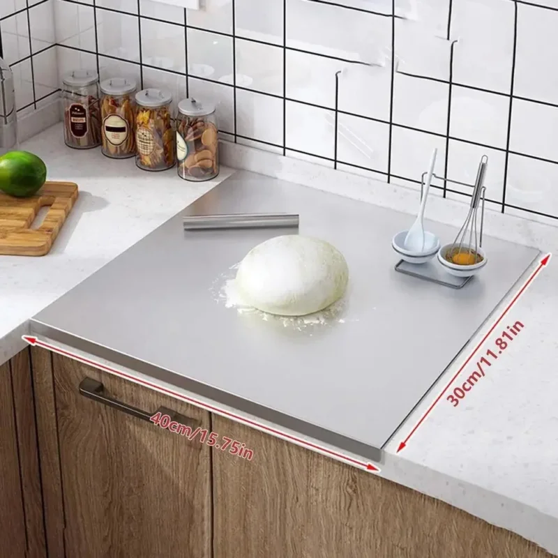 Brehn | Hochwertiges Schneidebrett aus Edelstahl mit Rand – ideal für hausgemachte Pizza, Gebäck und mehr!